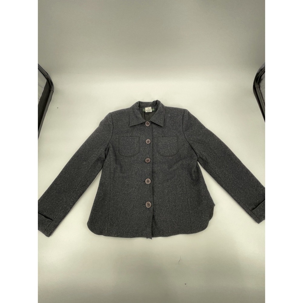 Harve Benard Sport Jacket Womens 10 Gray Wool Lined Button Front Winter Wear